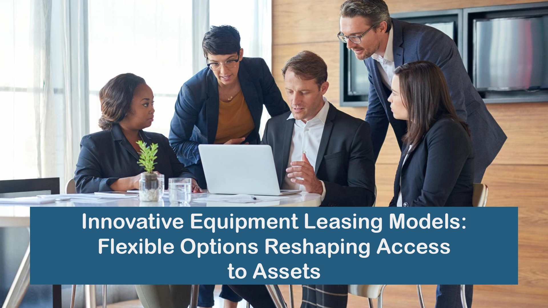 Business professionals reviewing innovative equipment leasing models