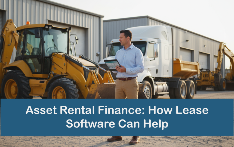Asset rental finance software dashboard for equipment and vehicle leasing