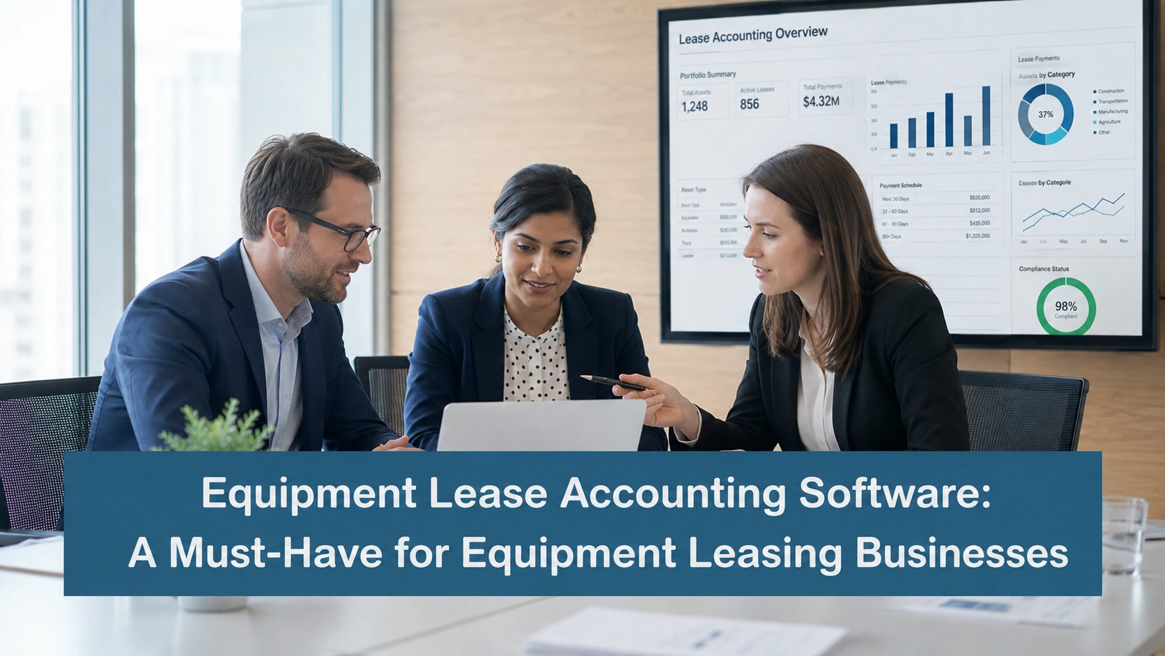 Equipment lease accounting software dashboard for equipment leasing businesses